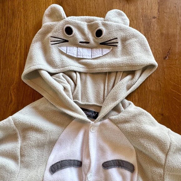 TOTORO Costume Onesie Kids 115 5-6 NewCosplay Cozy Pajamas Halloween Romper - Picture 9 of 9